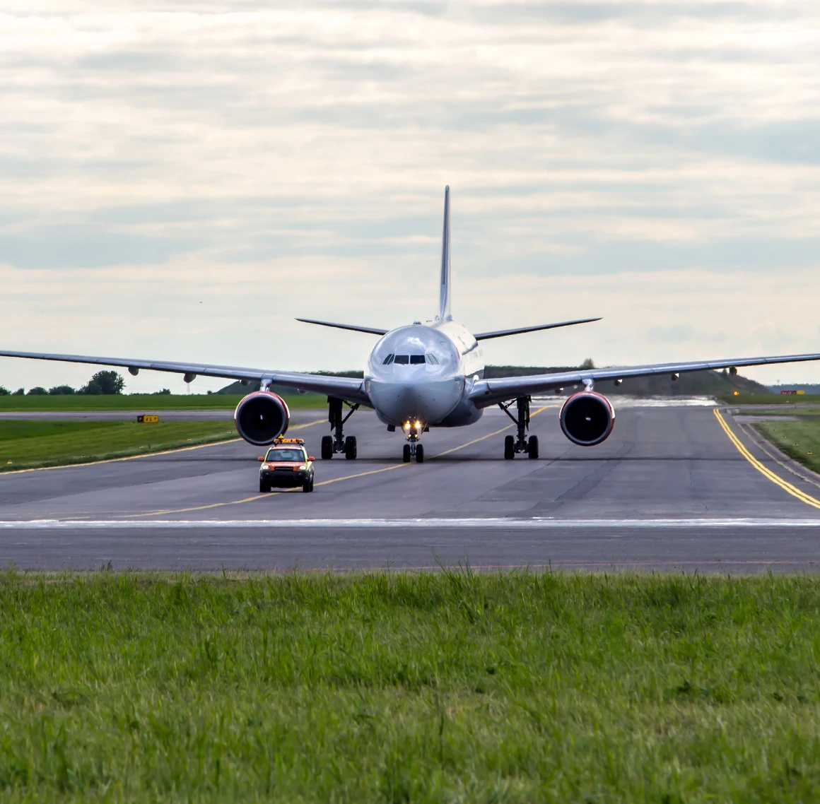 Aircraft preparing for takeoff on runway
